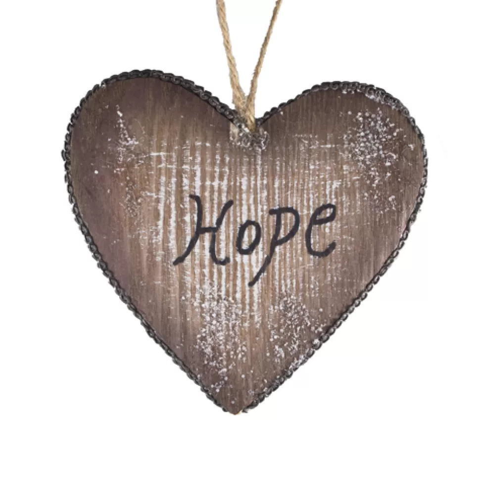 Christmas Forever ORN WOOD-LOOK HEART 5″ (HOPE)