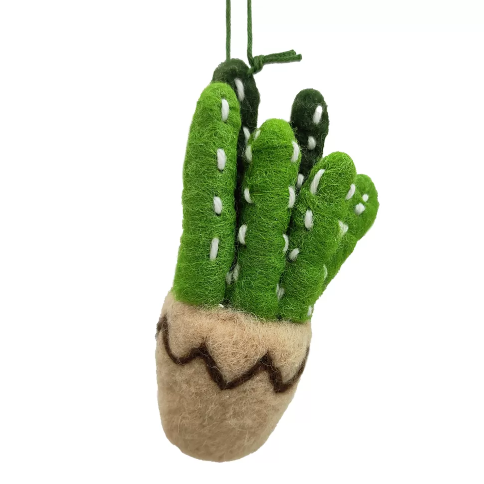 Christmas Forever ORN WOOL CACTUS IN A POT 4.5″ GREEN