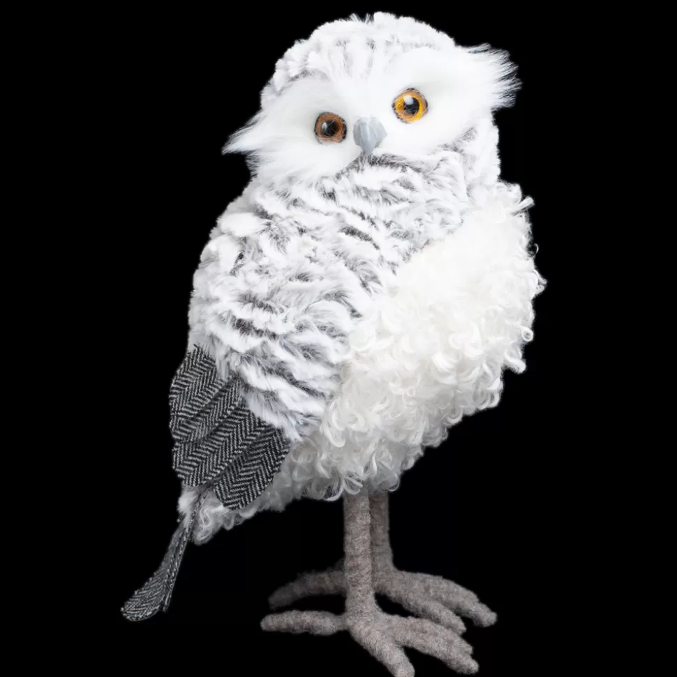 Christmas Forever OWL GRAY/ WHITE 7.5″ WOOLY FUR STANDING