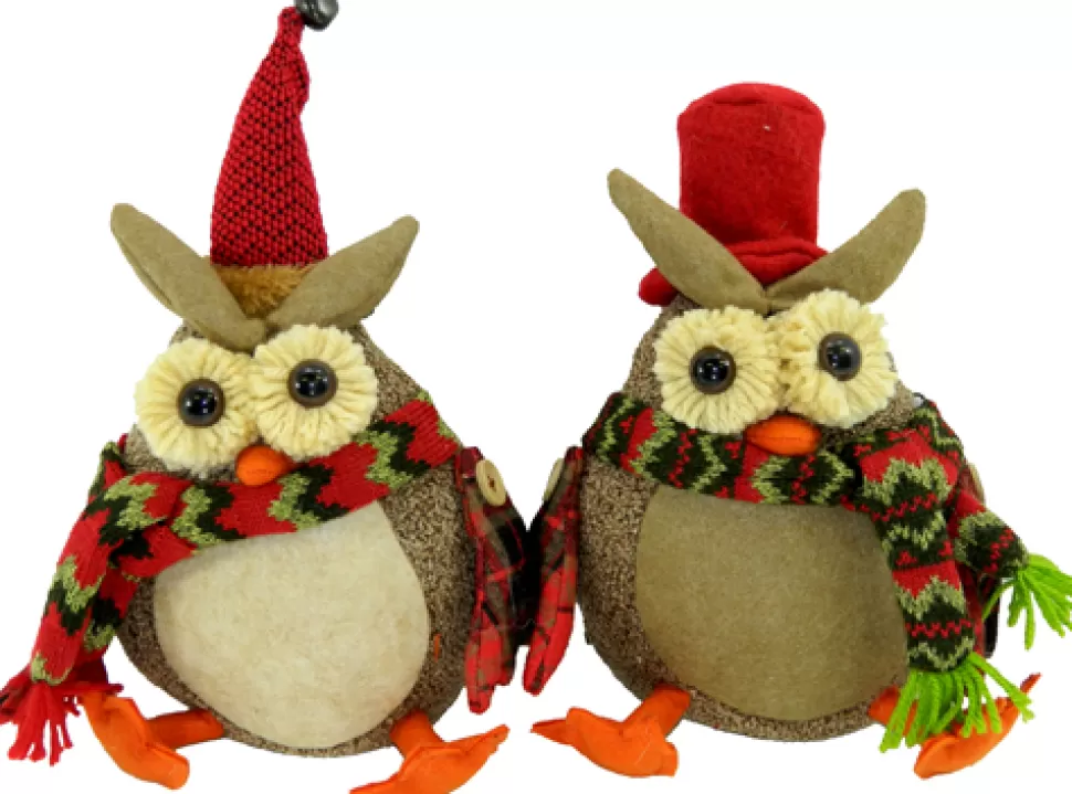 Christmas Forever OWL PLUSH BROWN 9″ W/ RED HAT 2/S
