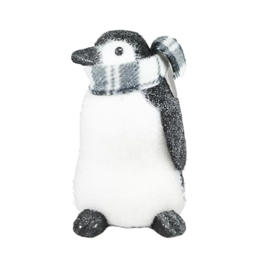 Christmas Forever PENGUIN BLACK/ WHITE 9″ FROSTED W/ SCARF