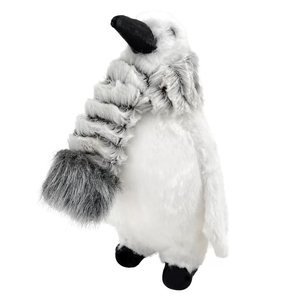 Christmas Forever PENGUIN WHITE FUR 8.5″ W/ GRAY SCARF
