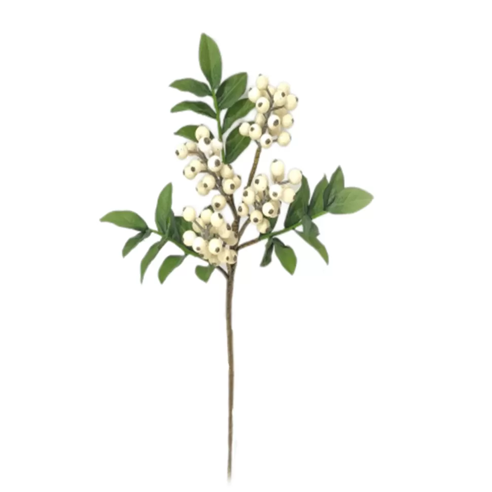 Christmas Forever PICK BERRY 13.5″ CREAM W/ LEAVES