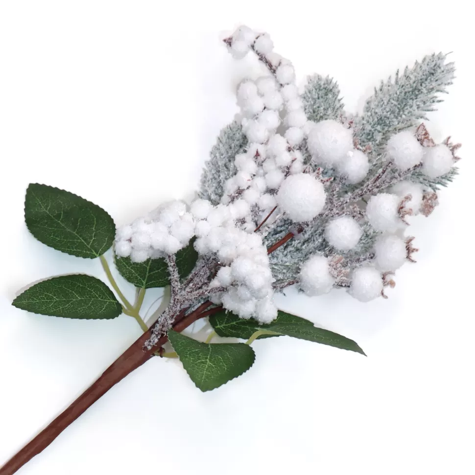 Christmas Forever PICK BERRY 14″ WHITE FROSTED MIXED BERRY & PINE