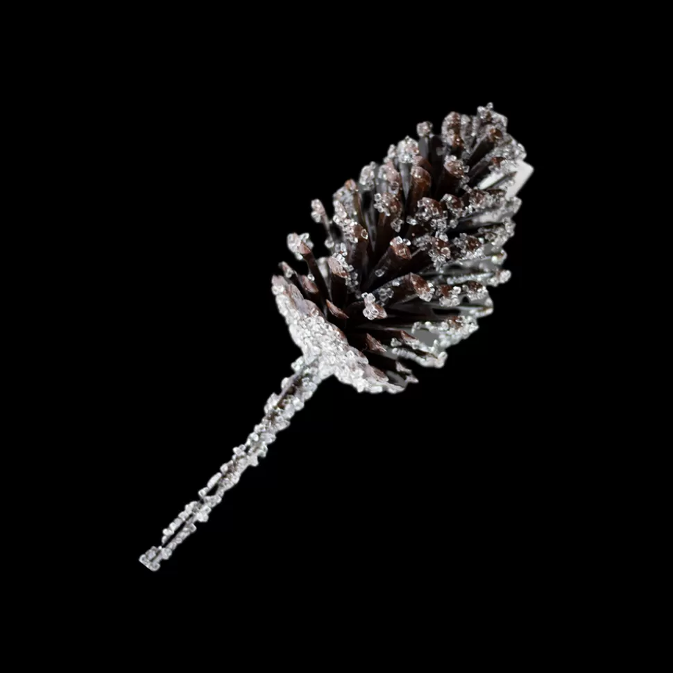 Christmas Forever PICK PINE CONE 13″ NATURAL ICED