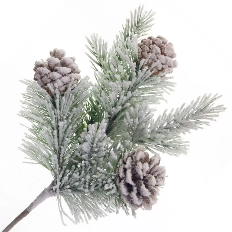 Christmas Forever PICK PINE FLOCKED 12″ MIXED PINE AND PINE CONE