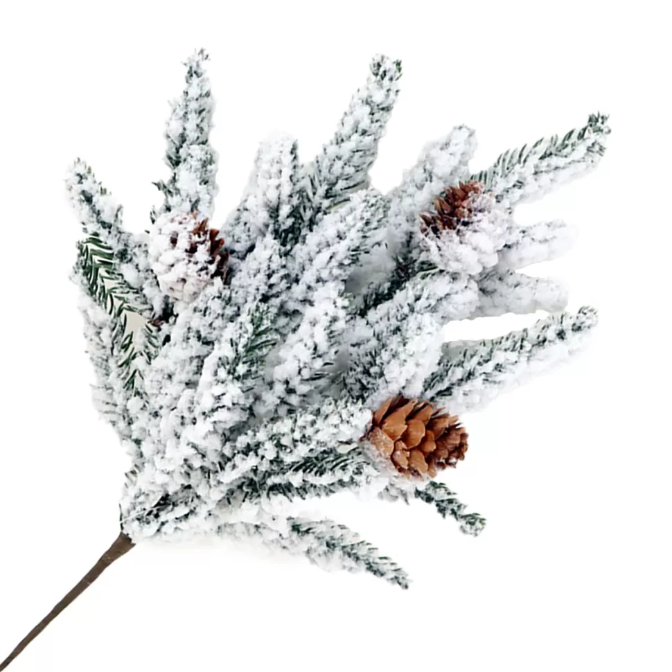 Christmas Forever PICK PINE FLOCKED 12″ W/ PINE CONES