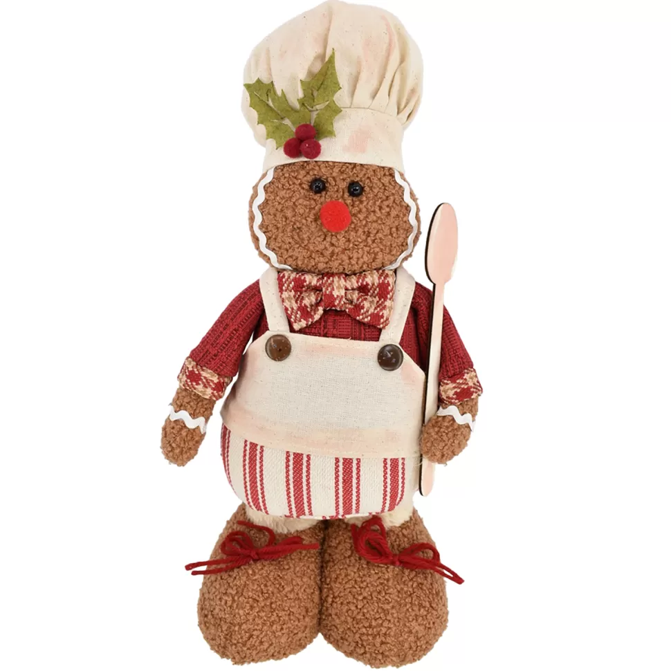 Christmas Forever PLUSH GINGERBREAD BOY STANDING 14″ W/ SPOON RED/BROWN