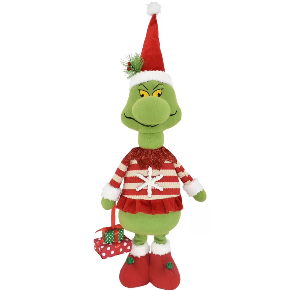 Christmas Forever PLUSH GRINCH STANDING 23″ W/ SNOWFLAKE SWEATER & GIFT RED/GREEN