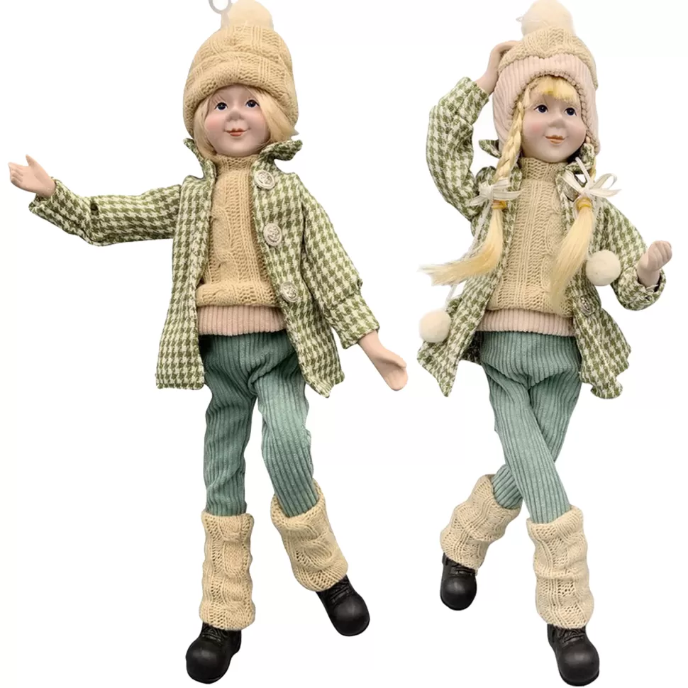 Kids Christmas Forever POSABLE BOY/GIRL 19″ BEIGE/MINT GREEN 2 ASSTD.