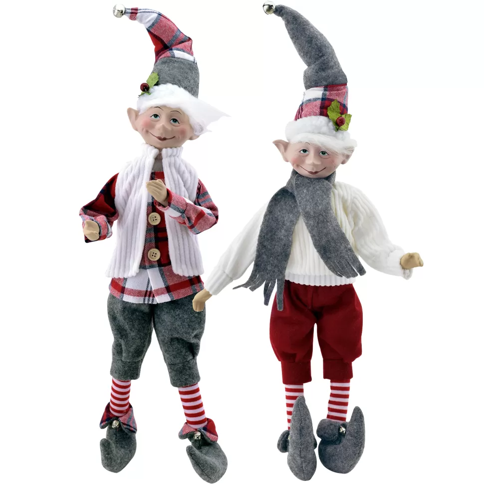 Christmas Forever POSABLE ELF 18″ BOY RED/ WHITE/ GRAY 2 ASST.