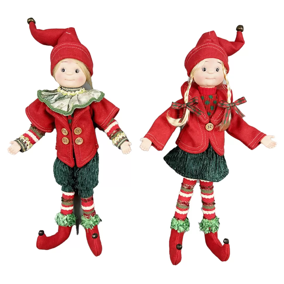 Christmas Forever POSABLE ELF 18″ RED/GREEN 2 ASSTD.