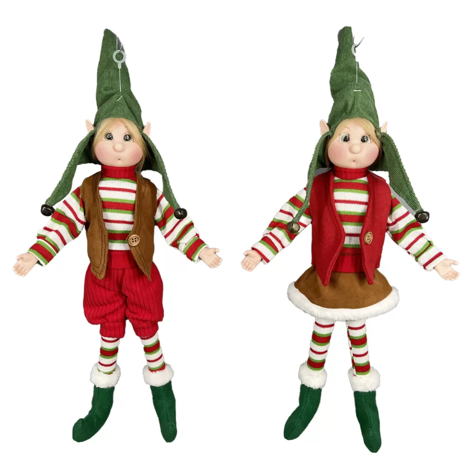 Christmas Forever POSABLE ELF 18″ RED/GREEN/WHITE 2 ASSTD.