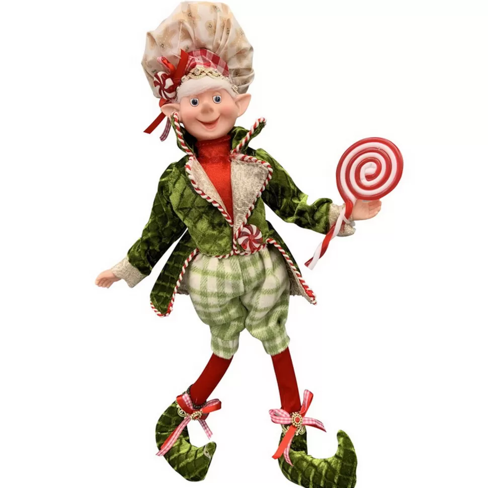 Christmas Forever POSABLE ELF WHIMSICAL 18″ RED/GREEN W/ LOLLYPOP