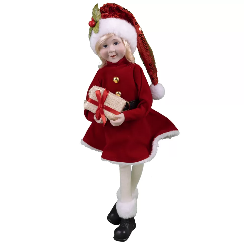 Kids Christmas Forever POSABLE GIRL 18″ RED W/ WHITE FAUX FUR TRIM