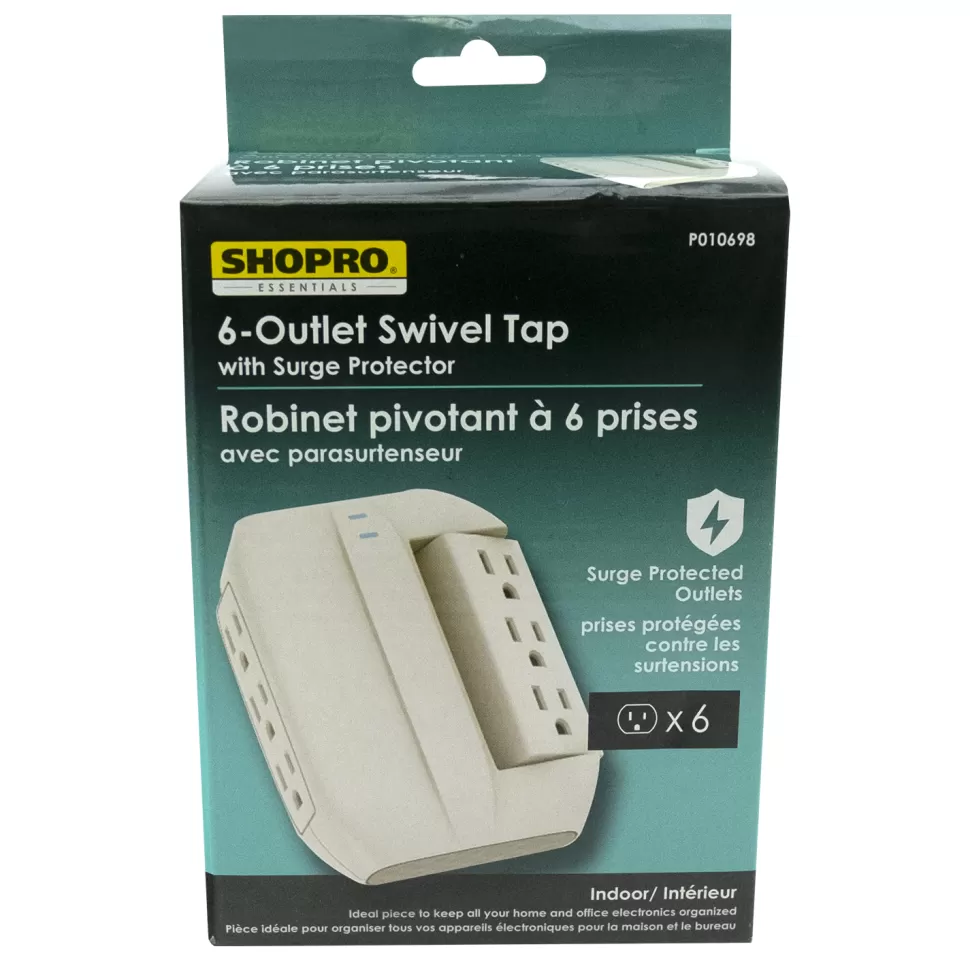 Christmas Forever POWER WALL TAP 6-OUTLET SWIVEL W/SURGE WHITE