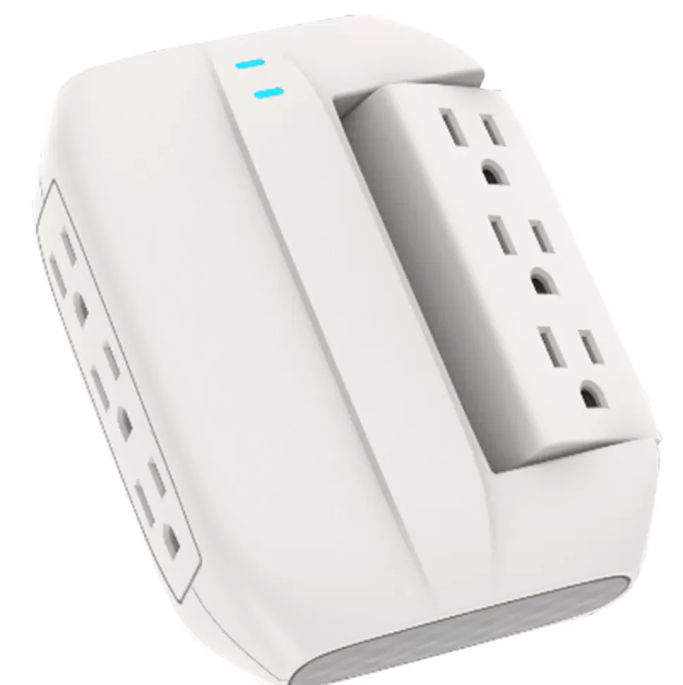 Christmas Forever POWER WALL TAP 6-OUTLET SWIVEL W/SURGE WHITE