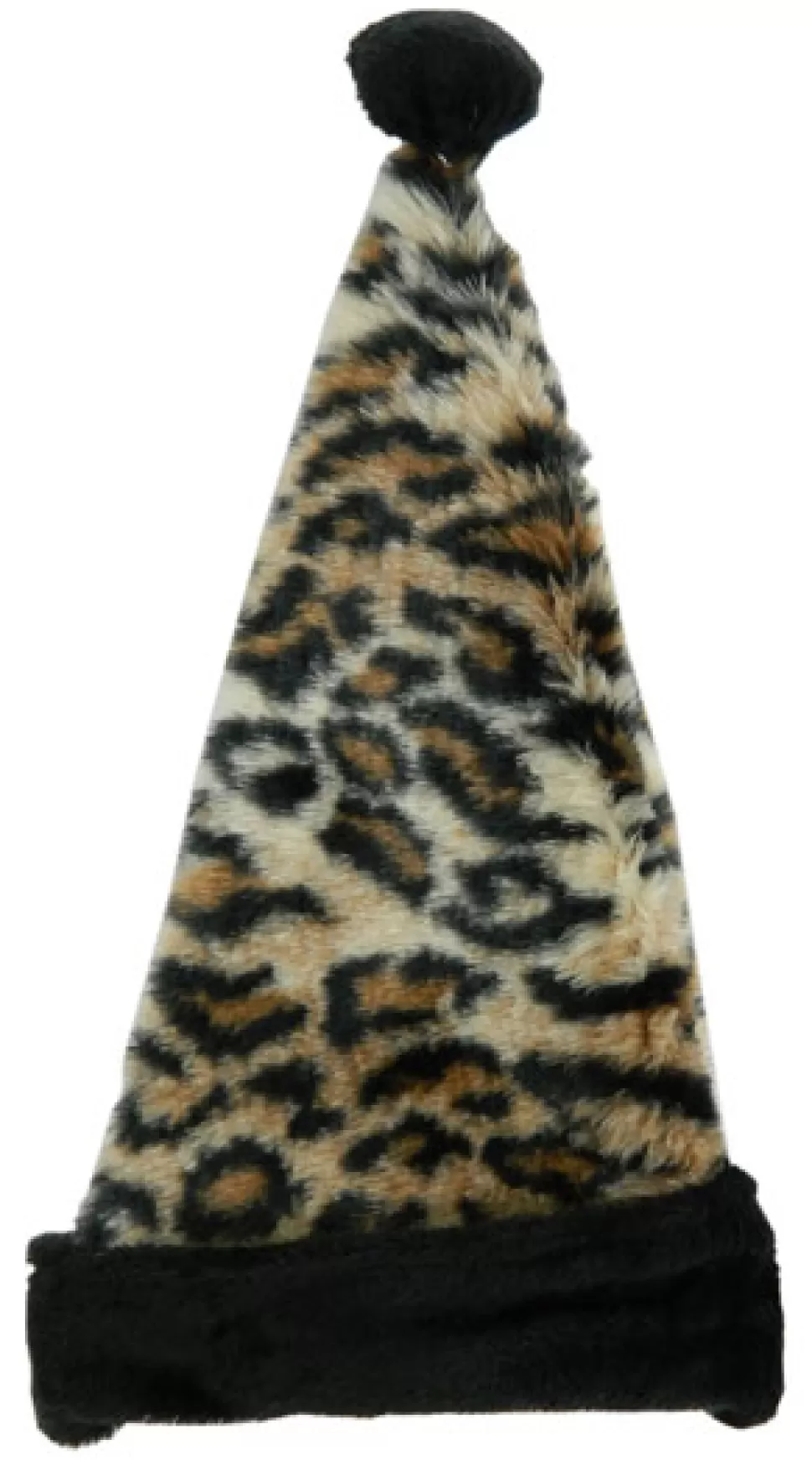 Christmas Forever SANTA HAT 20″ BLACK/ BEIGE LEOPARD PRINT