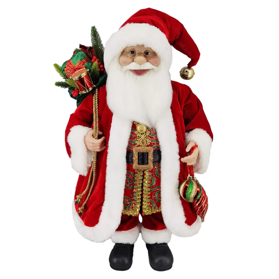 Christmas Forever SANTA STANDING 24″ W/ SACK RED/GREEN/GOLD