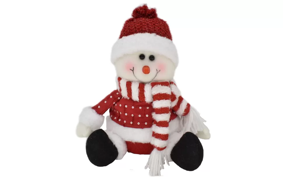 Christmas Forever SNOWMAN PLUSH SITTING 8.5″ RED/ WHITE AND POLKA DOTS