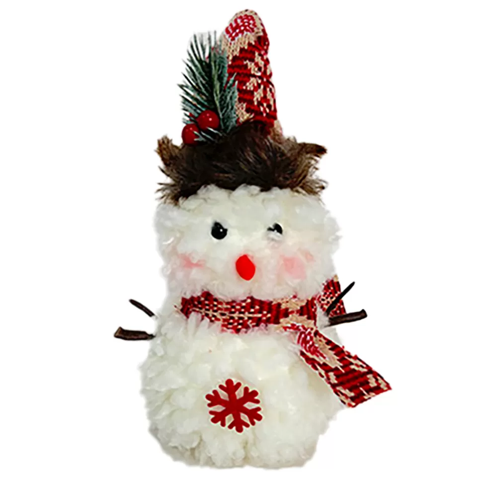 Christmas Forever SNOWMAN STANDING PLUSH NATURAL/WHITE 10″ W/ SCARF, HAT & TWIGS