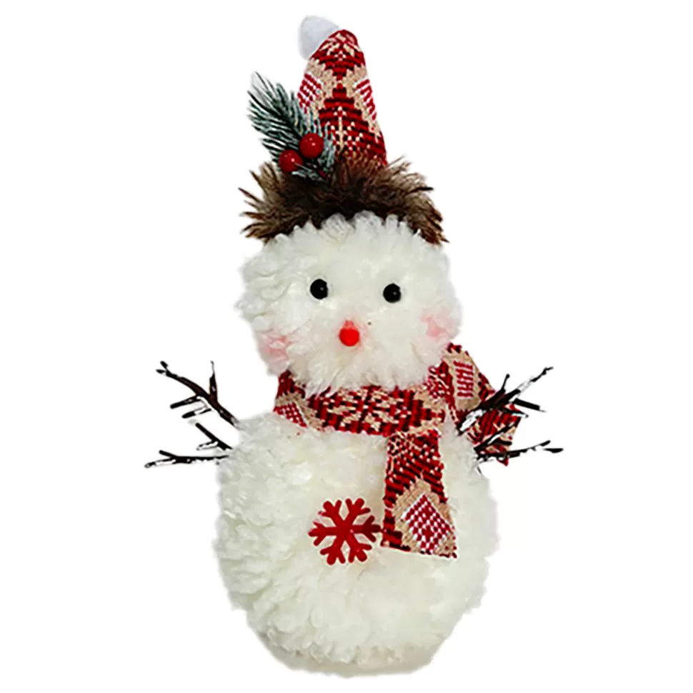 Christmas Forever SNOWMAN STANDING PLUSH NATURAL/WHITE 11.5″ W/ SCARF, HAT & TWIGS