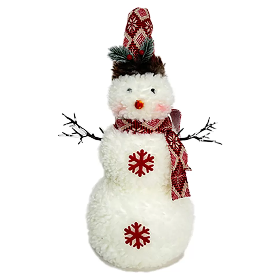 Christmas Forever SNOWMAN STANDING PLUSH NATURAL/WHITE 21.5″ W/ SCARF, HAT & TWIGS