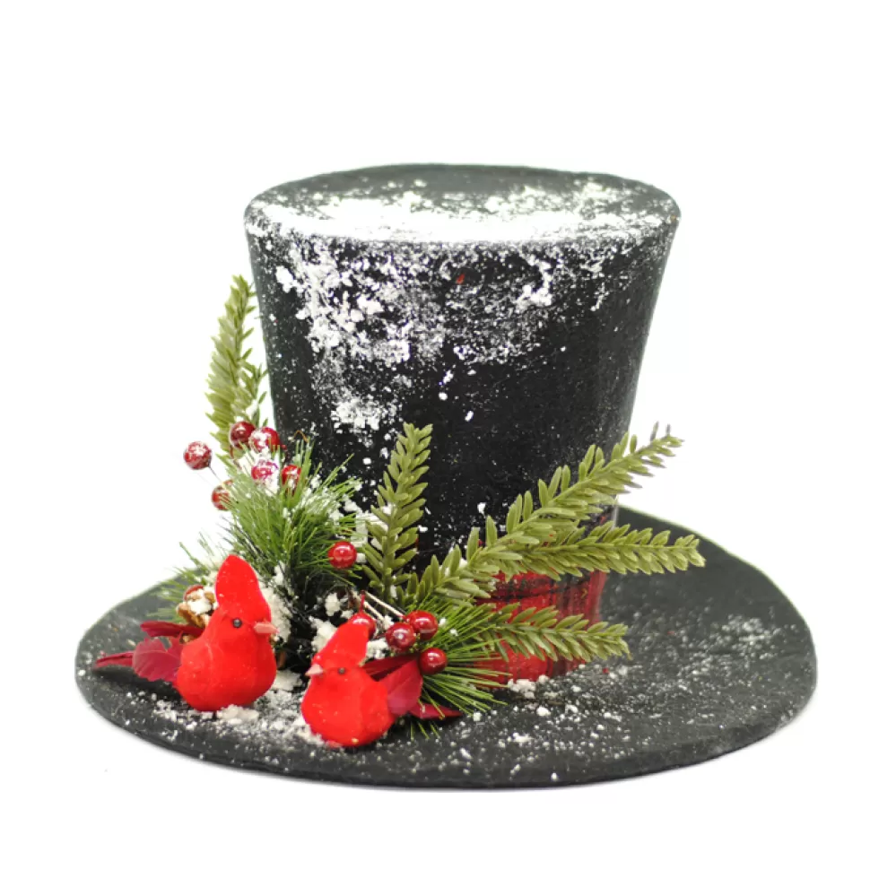 Christmas Forever SNOWMAN TOP HAT 12″ W/ CARDINAL