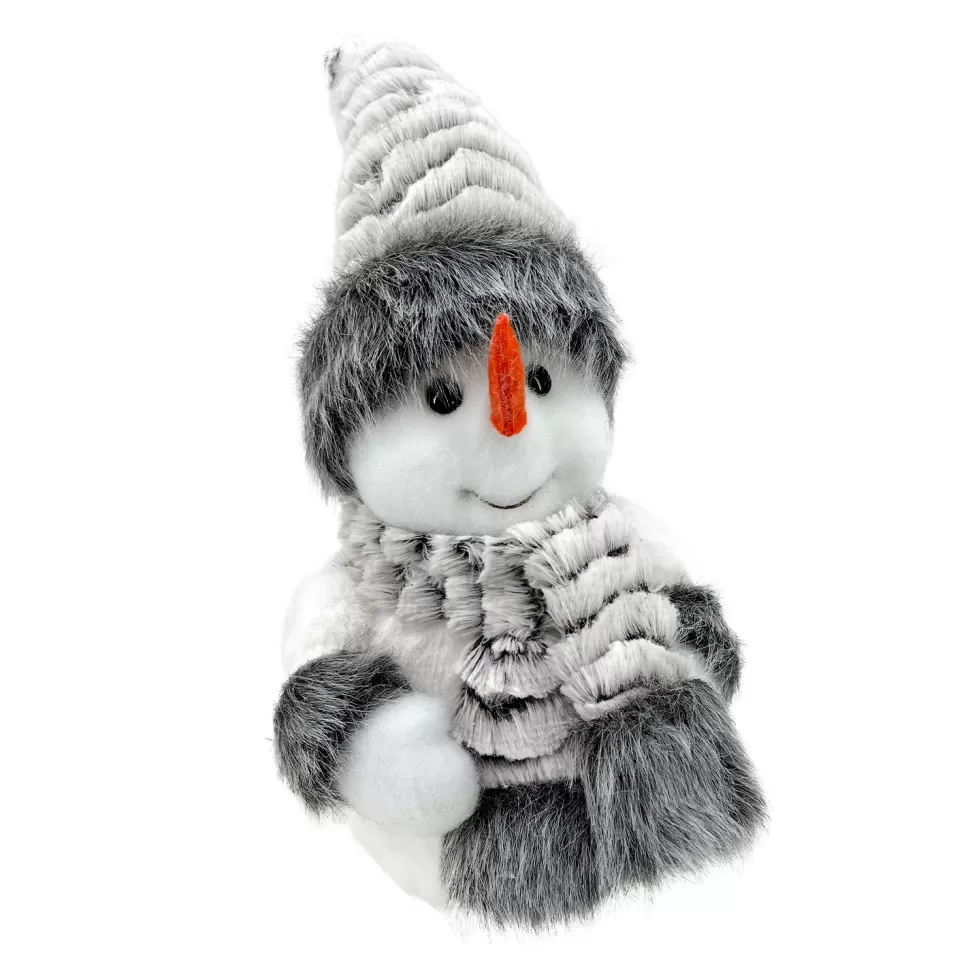 Christmas Forever SNOWMAN WHITE/GRAY 10.5″ FUR HAT & SCARF