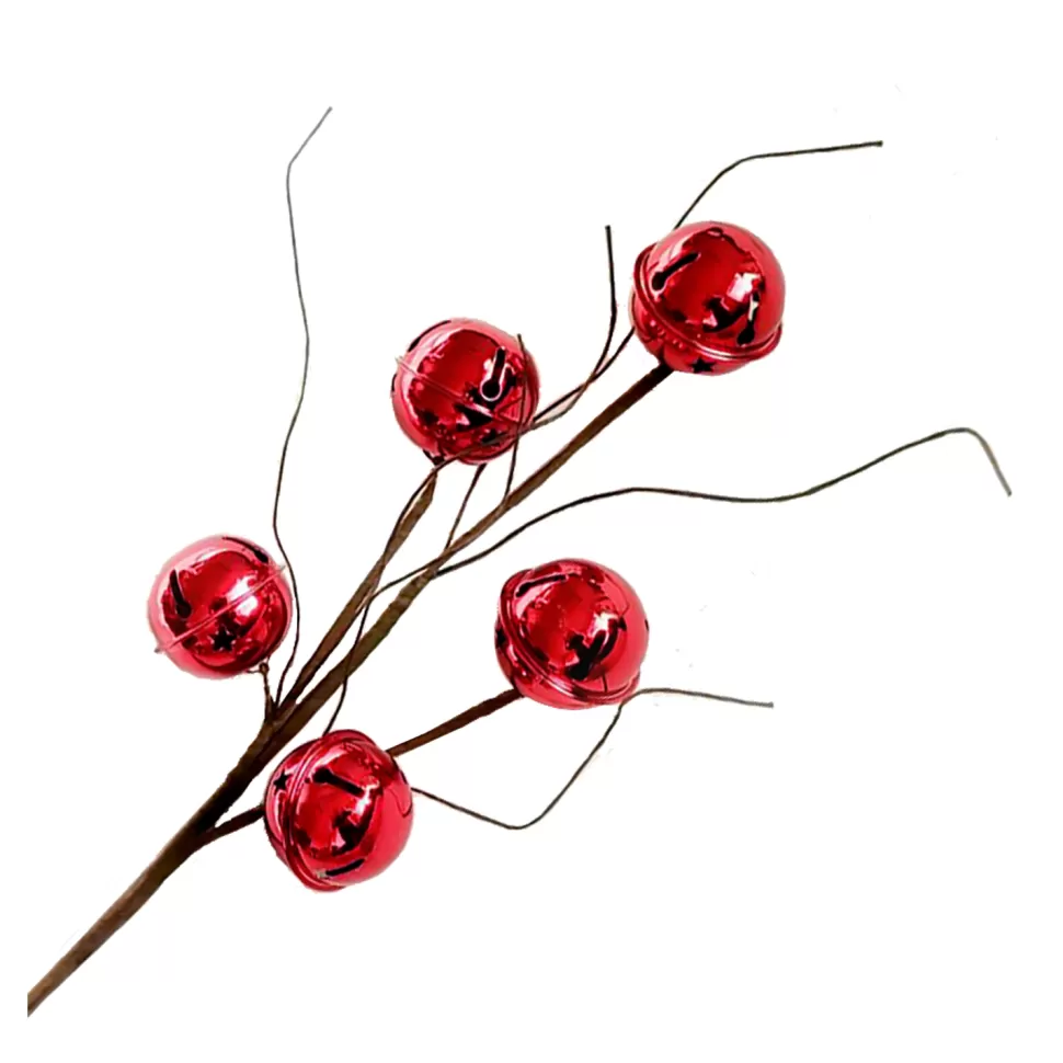 Christmas Forever SPRAY BELLS 21″ X5 SHINY RED W/ TWIGS