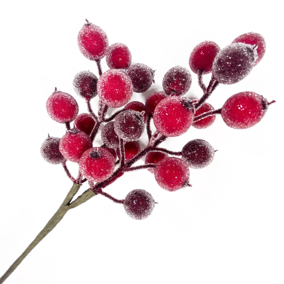 Christmas Forever SPRAY BERRY 11″ RED/BURGUNDY BERRY FROSTED