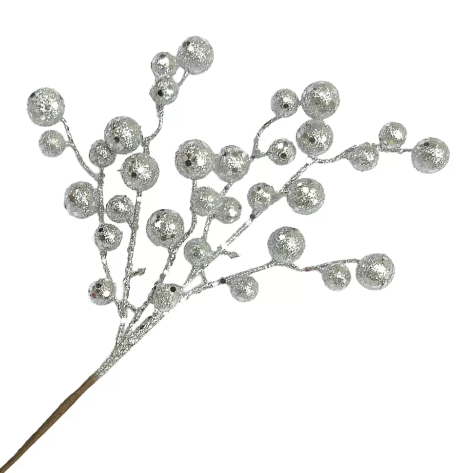 Christmas Forever SPRAY BERRY 15″ SILVER GLITTER