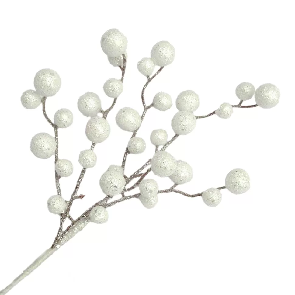 Christmas Forever SPRAY BERRY 15″ WHITE 15″ W/ GLITTER