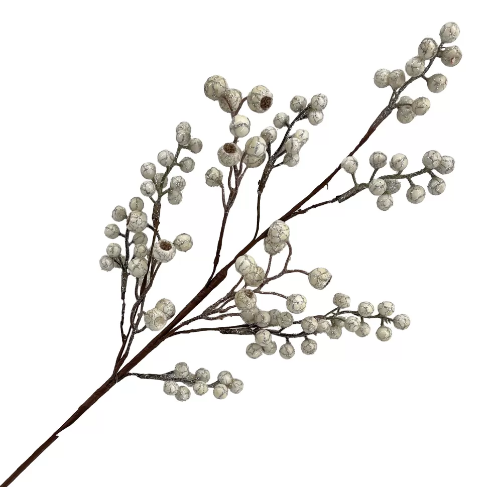 Christmas Forever SPRAY BERRY CLUSTER 27.5″ WHITE/SILVER GLITTER