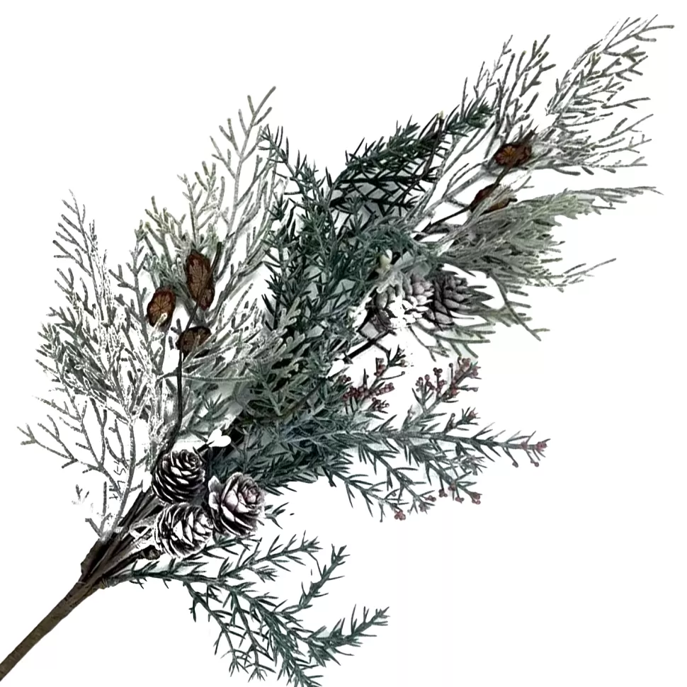 Christmas Forever SPRAY CEDAR FROSTED 31.5: MIXED PINE/ PINE CONES