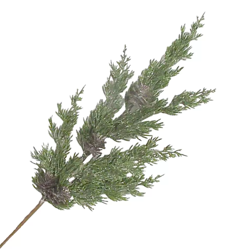Christmas Forever SPRAY CYPRESS 22″ PE PINE W/ CONES ICED