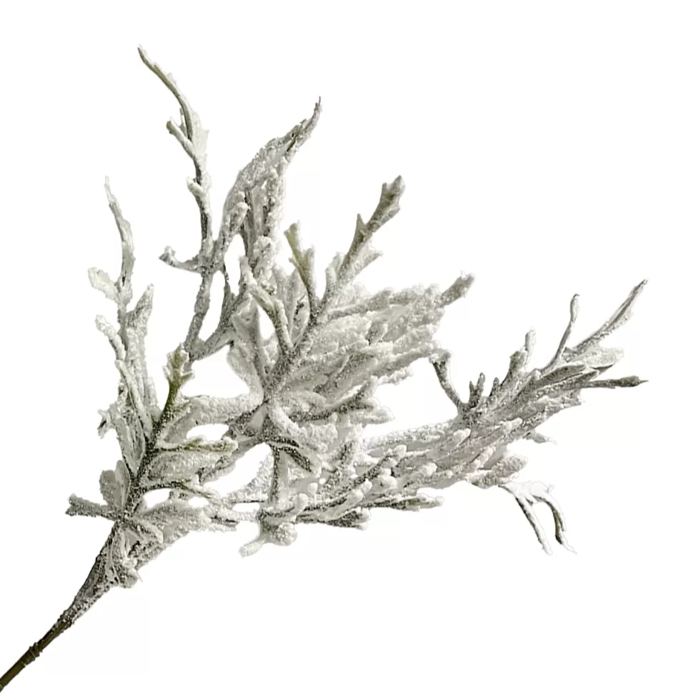 Christmas Forever SPRAY DAISY LEAF 20.5″ GREEN FROSTED/SNOWED