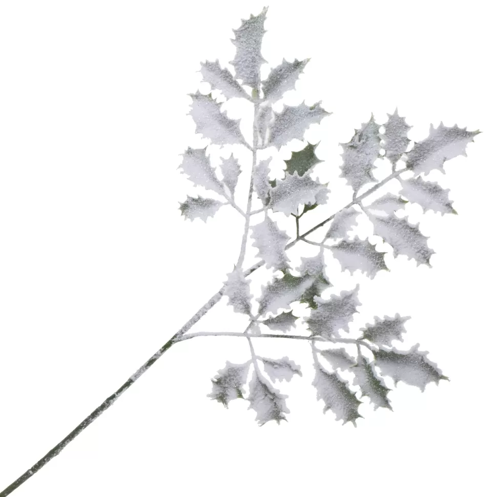 Christmas Forever SPRAY FLOCKED HOLLY LEAVES 25″