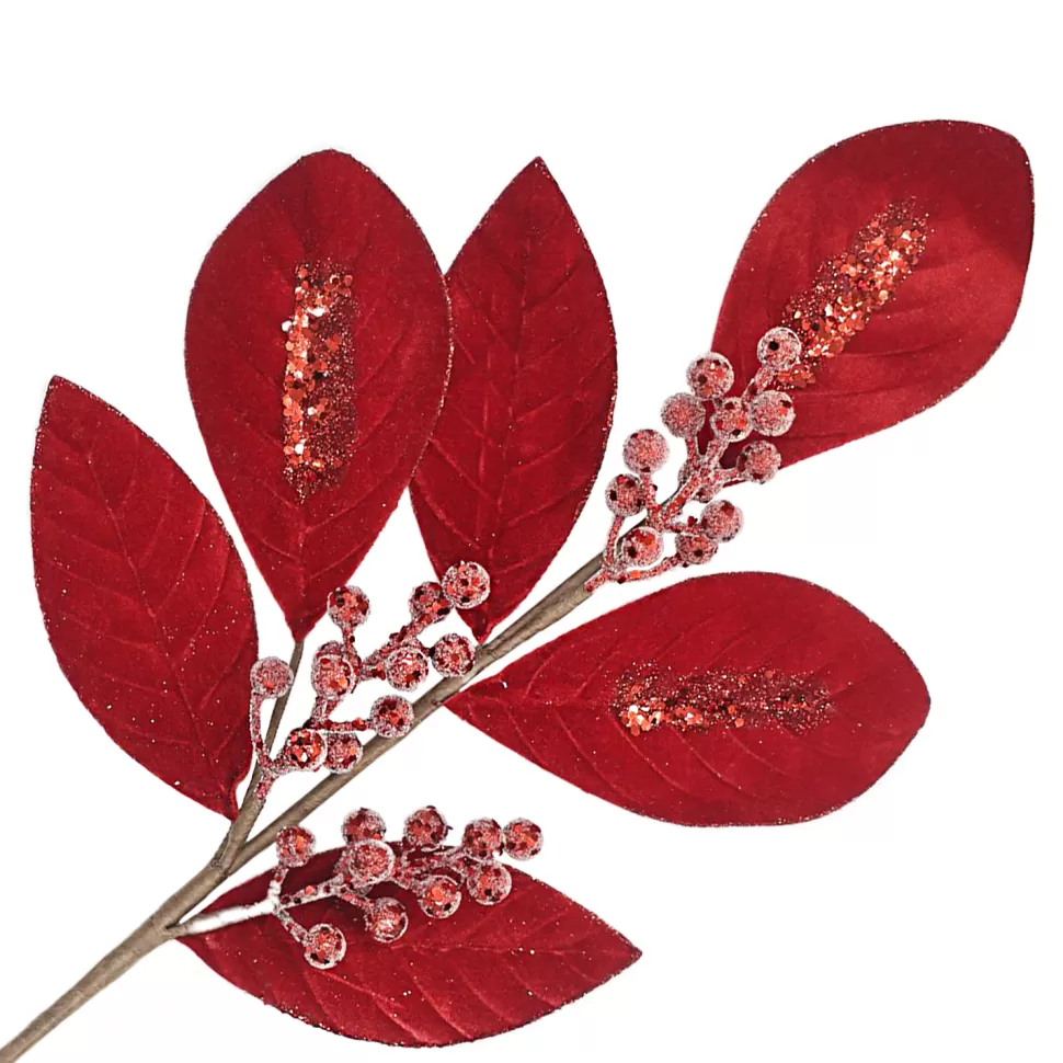 Christmas Forever SPRAY LEAVES 31.5″ SILVER GLITTER