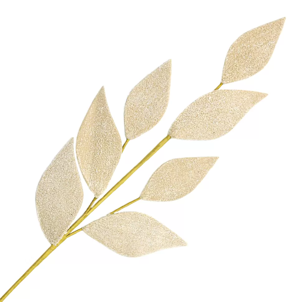 Christmas Forever SPRAY LEAVES 34″ ROSE PINK GLITTER FEATHER LEAVES