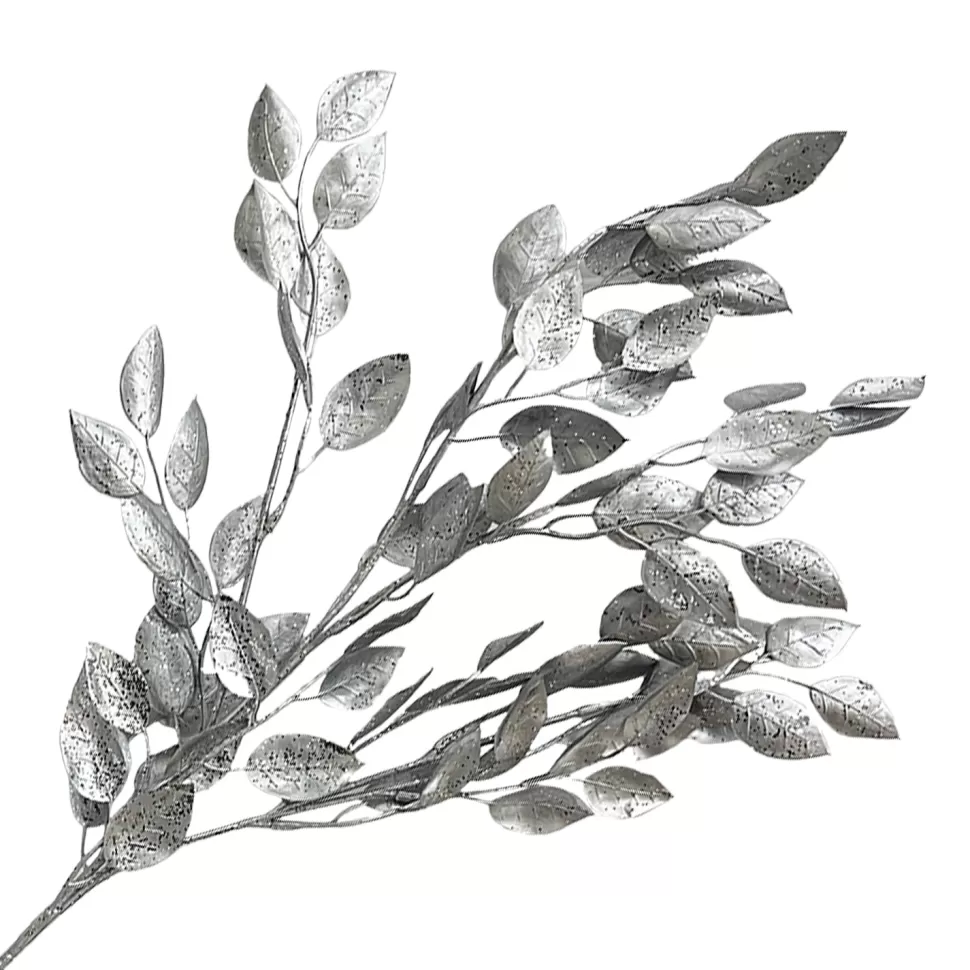 Christmas Forever SPRAY LEAVES APPLE 29.5″ SILVER GLITTER