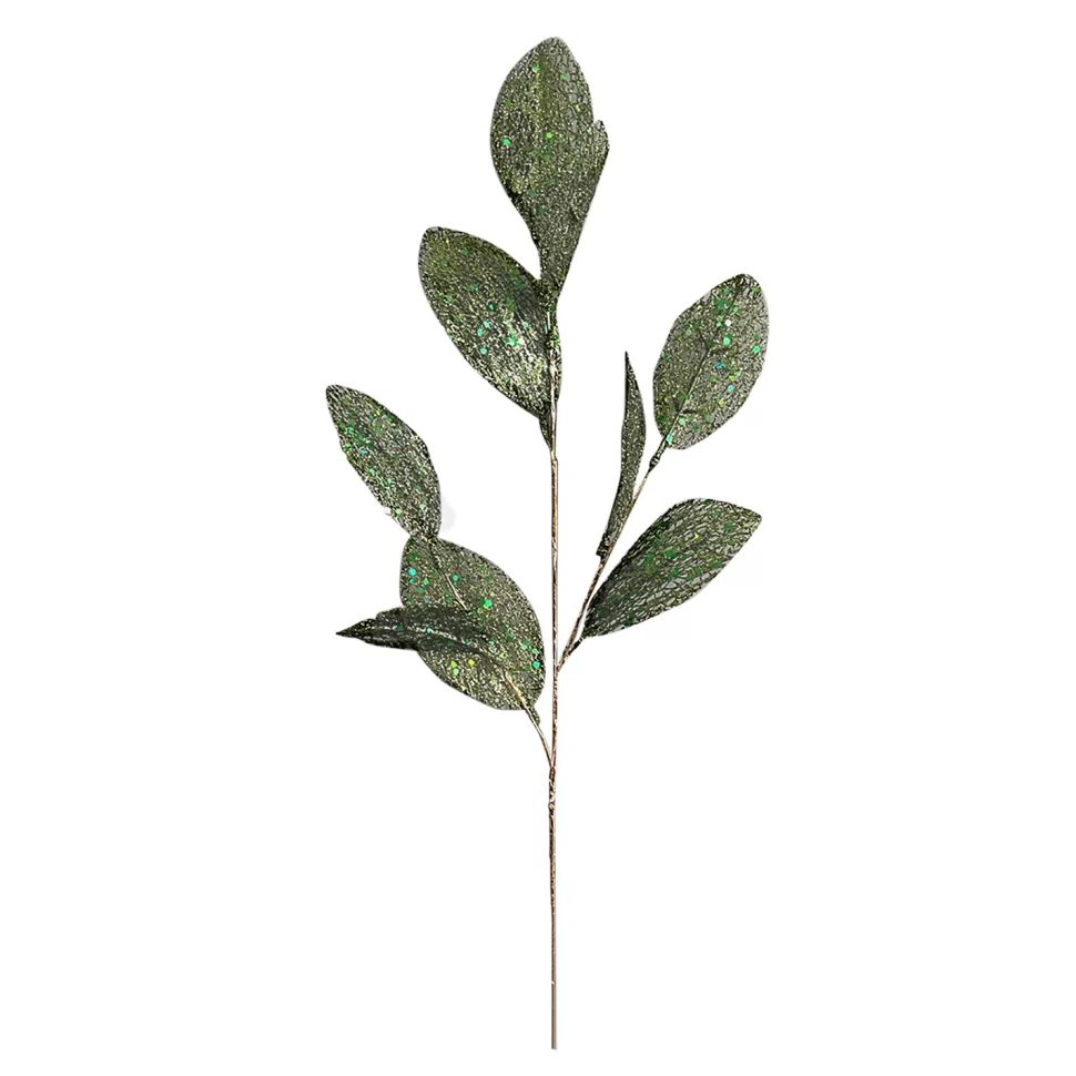 Christmas Forever SPRAY LEAVES MAGNOLIA 28″ GREEN GLITTER