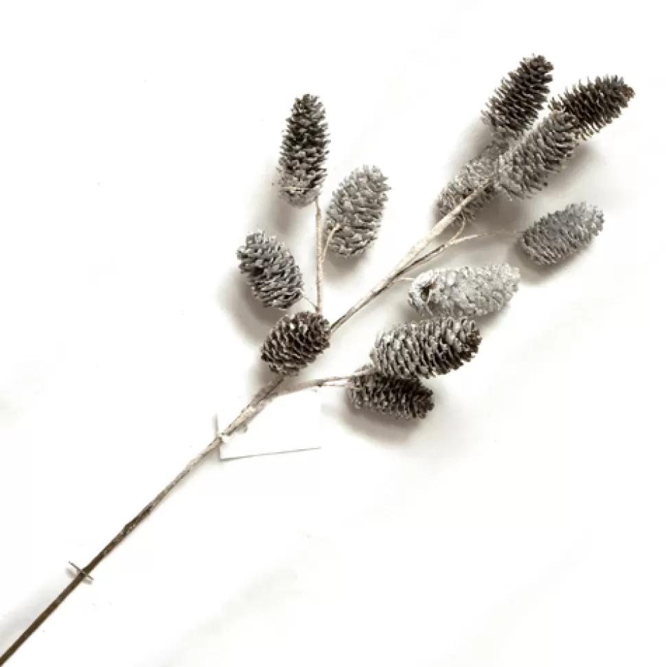 Christmas Forever SPRAY PINE CONE 18″ NATURAL WHITE WASHED W/ GLITTER