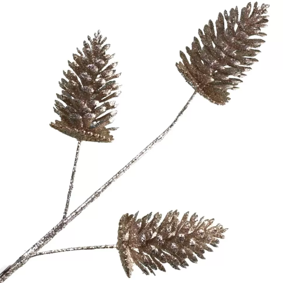 Christmas Forever SPRAY PINE CONE 29″ CHAMPAGNE W/ GLITTER