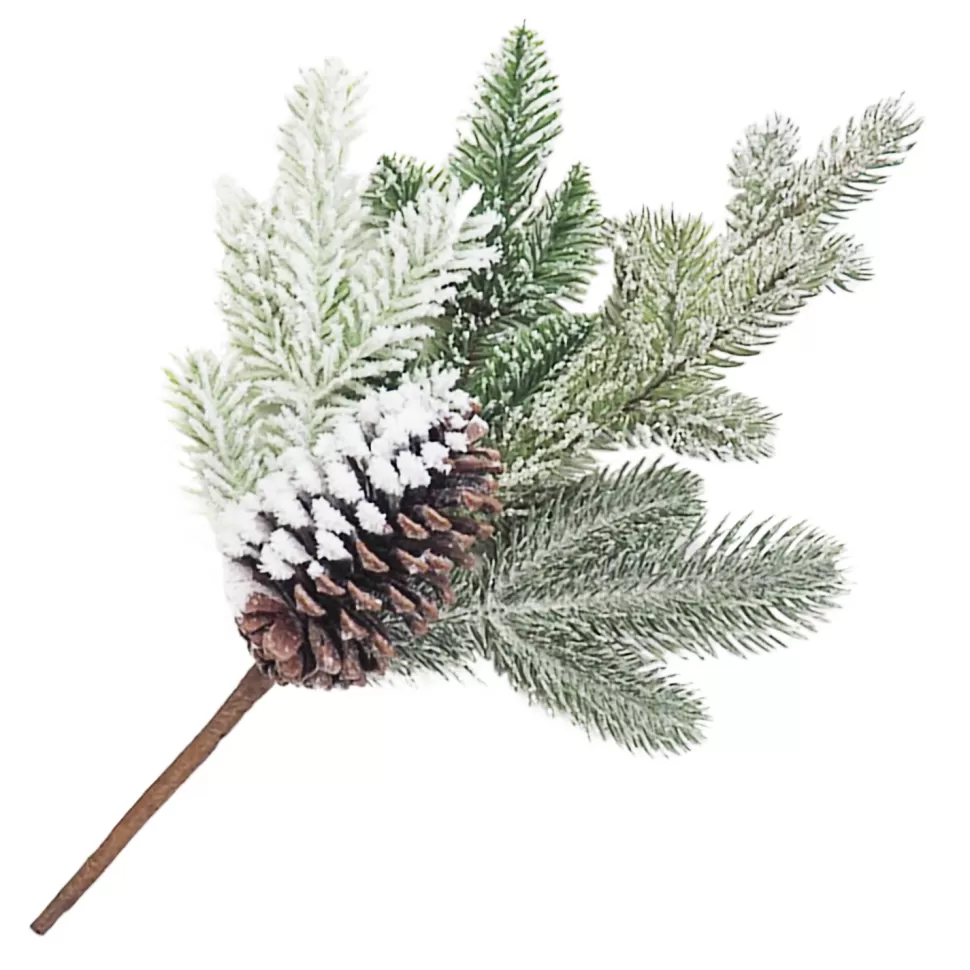 Christmas Forever SPRAY PINE FLOCKED 16″ PE PINE W/ CONE