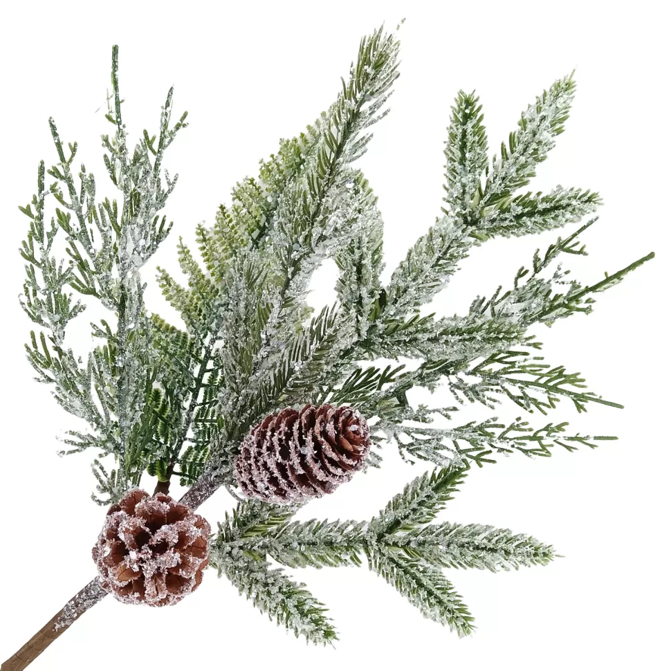 Christmas Forever SPRAY PINE FROSTED 17″ MIXED PINE W/ PINE CONES