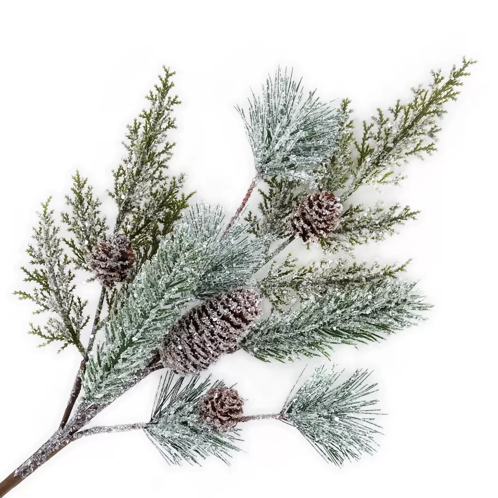 Christmas Forever SPRAY PINE FROSTED 19.5″ MIXED PINE W/ PINE CONES