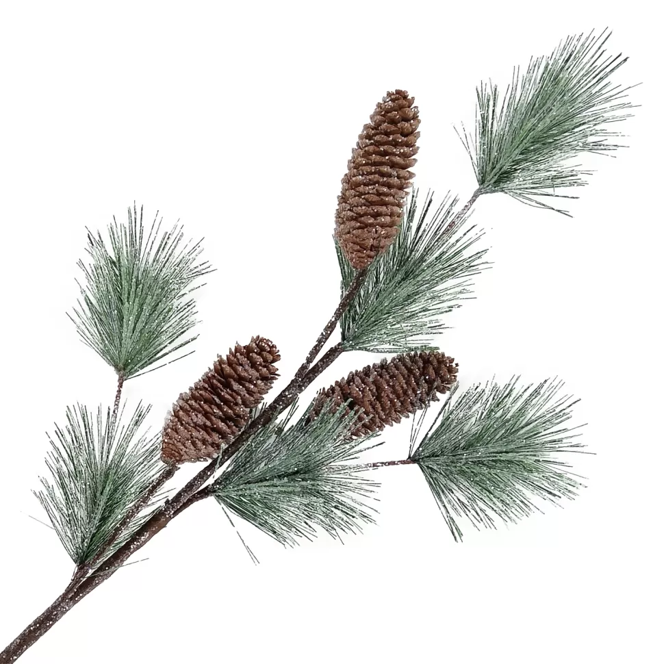 Christmas Forever SPRAY PINE FROSTED 31.5″ NEEDLE PINE W/ CONES