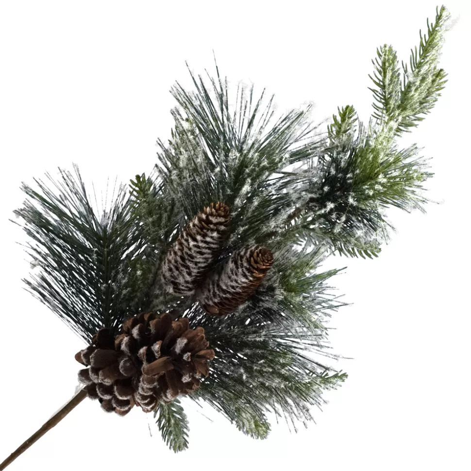 Christmas Forever SPRAY PINE SNOWY 28″ NEEDLE PINE W/ CONES