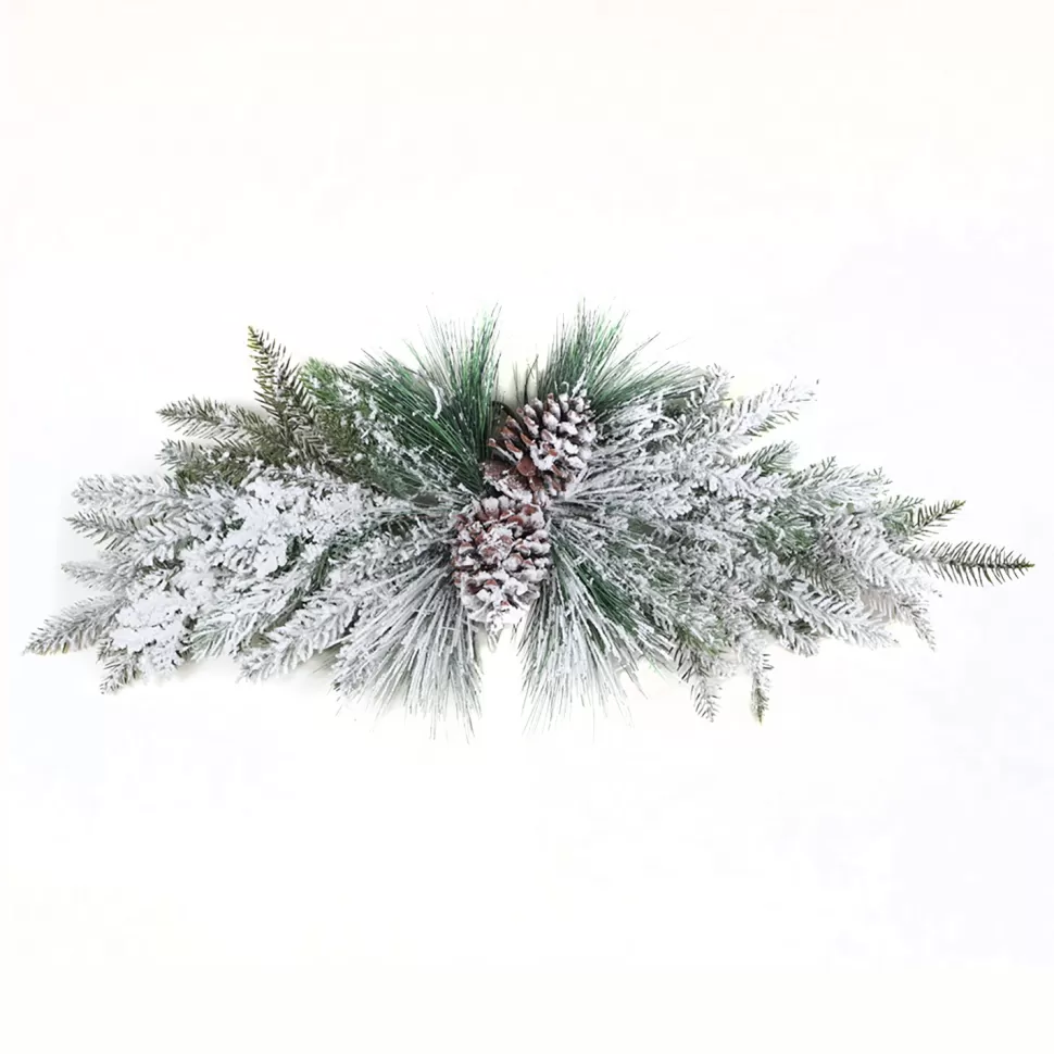 Christmas Forever SWAG PINE 31″ FLOCKED MIXED PINE W/ PINE CONES